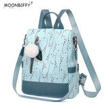 Flower Print Women School Backpack Casual Travel Bag