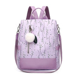 Flower Print Women School Backpack Casual Travel Bag