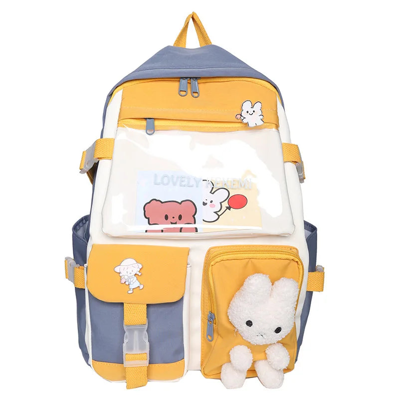 Plush Doll Rabbit Backpack Large Capacity Schoolbag for Teenage Girls Boys