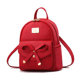 College Wind PU Leather Student Backpack Women