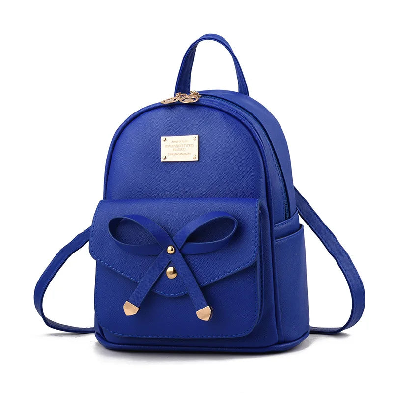 College Wind PU Leather Student Backpack Women