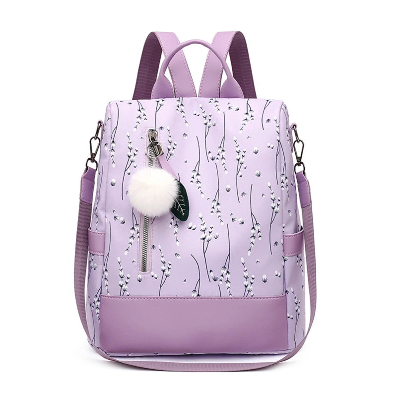 Flower Print Women Backpack Casual School Bag