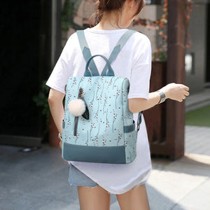 Flower Print Women Backpack Casual School Bag