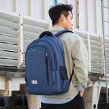 Men's Laptop Backpack 15.6-Inch Multi-Pocket Business Travel Bag Gray