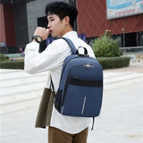 Men's Waterproof Oxford Urban Backpack Laptop 13.3 Inch USB Charging Gray Rucksa