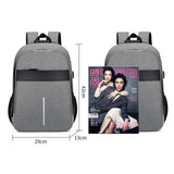 Men's Waterproof Oxford Urban Backpack Laptop 13.3 Inch USB Charging Gray Rucksa