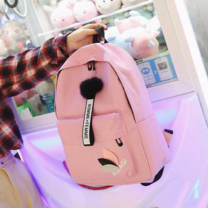 Pink Canvas Schoolbag Small Backpack Girl Women Men
