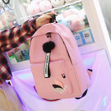 Pink Canvas Schoolbag Small Backpack Girl Women Men