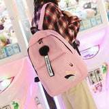 Pink Canvas Schoolbag Small Backpack Girl Women Men