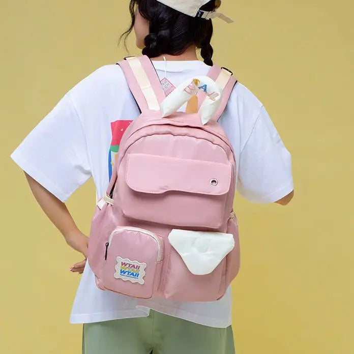 Girls Nylon Backpack Casual Bookbag Preppy Style