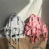 Hip-Hop Style Nylon Backpack w/ Tassel, Street Fashion School Travel Bag