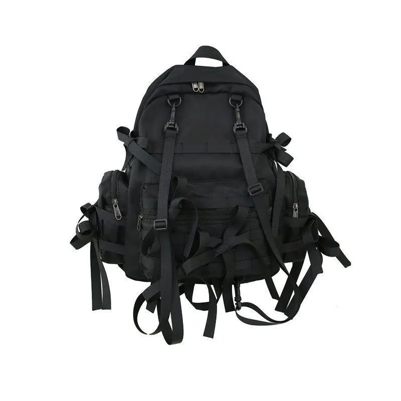 Hip-Hop Style Nylon Backpack w/ Tassel, Street Fashion School Travel Bag
