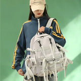 Hip-Hop Style Nylon Backpack w/ Tassel, Street Fashion School Travel Bag