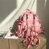 Hip-Hop Style Nylon Backpack w/ Tassel, Street Fashion School Travel Bag