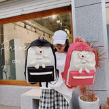 Large-capacity School Backpack with Bear Design