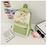 Large-capacity School Backpack with Bear Design