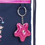 Sequined Gym Bag with Printed Handles & Keychain