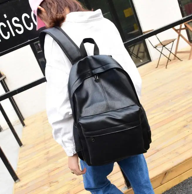 Solid Backpack Student School Bag Large Capacity Unisex Casual Backpack