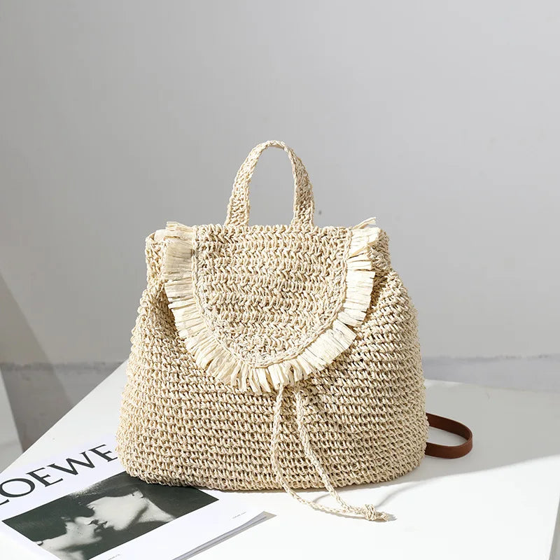 Casual Tassel Straw Bag Woven Bag Female Seaside Holiday Beach Bag