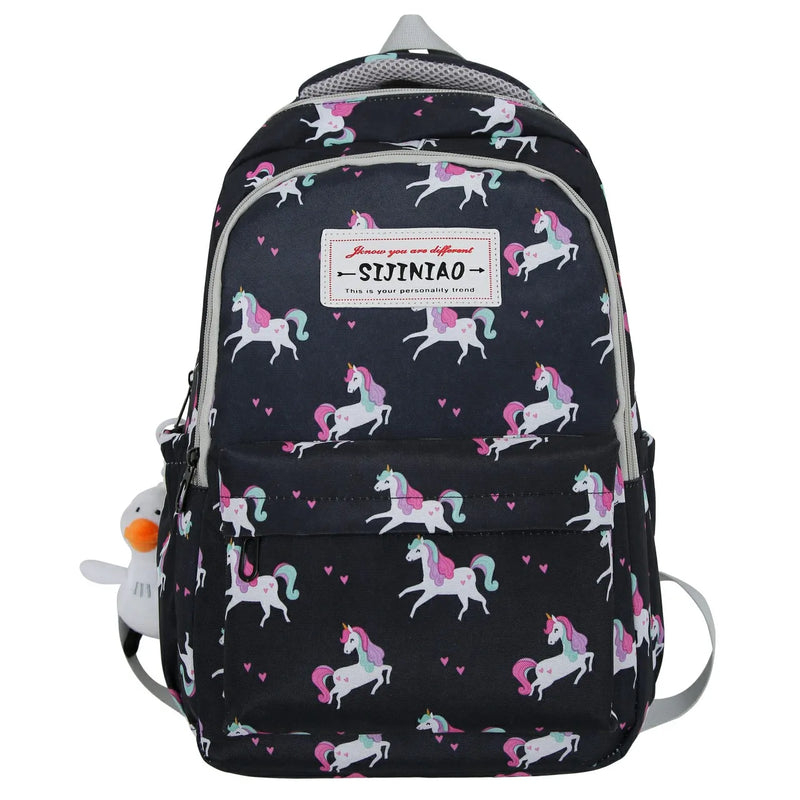 Backpack Teenage Girl Unicorn High Waterproof Nylon Women School Bag