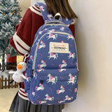 Backpack Teenage Girl Unicorn High Waterproof Nylon Women School Bag