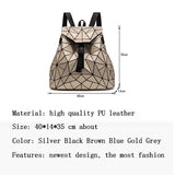 Silver School Beach Backpacks Hologram Back Pack for Women