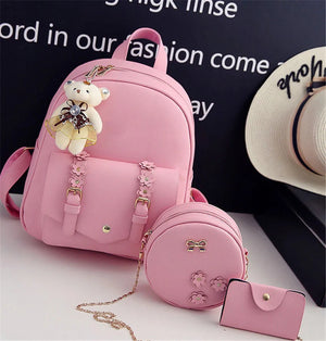 Leather Backpack Set for Women Girls