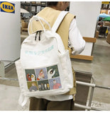 Summer Cartoon Canvas Backpack for Teenage Girls