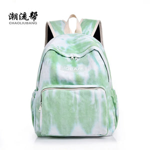 Tie-Dye Canvas Backpack for Women School Girls Travel