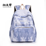 Tie-Dye Canvas Backpack for Women School Girls Travel