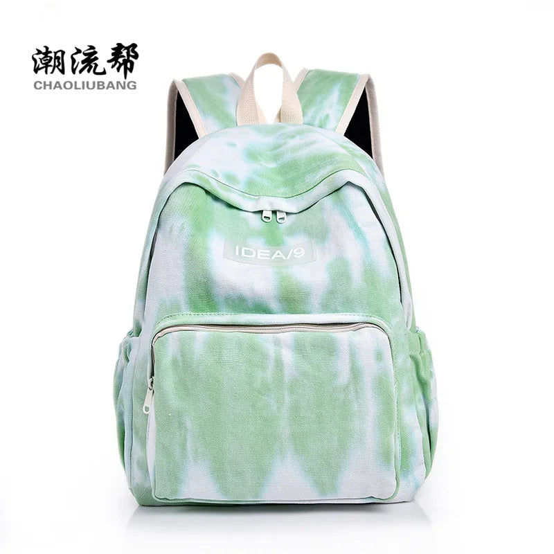 Tie-Dye Canvas Backpack for Women School Girls Travel
