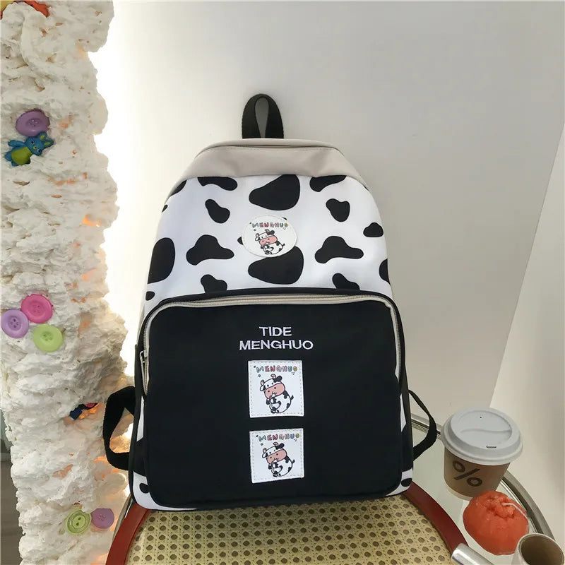 Cow Pattern Student Bag Personalized Computer Backpack