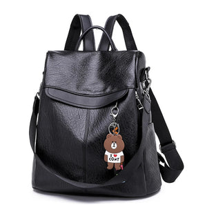 Multifunction Female Backpack Girls Schoolbag Travel Backpack Leather Women