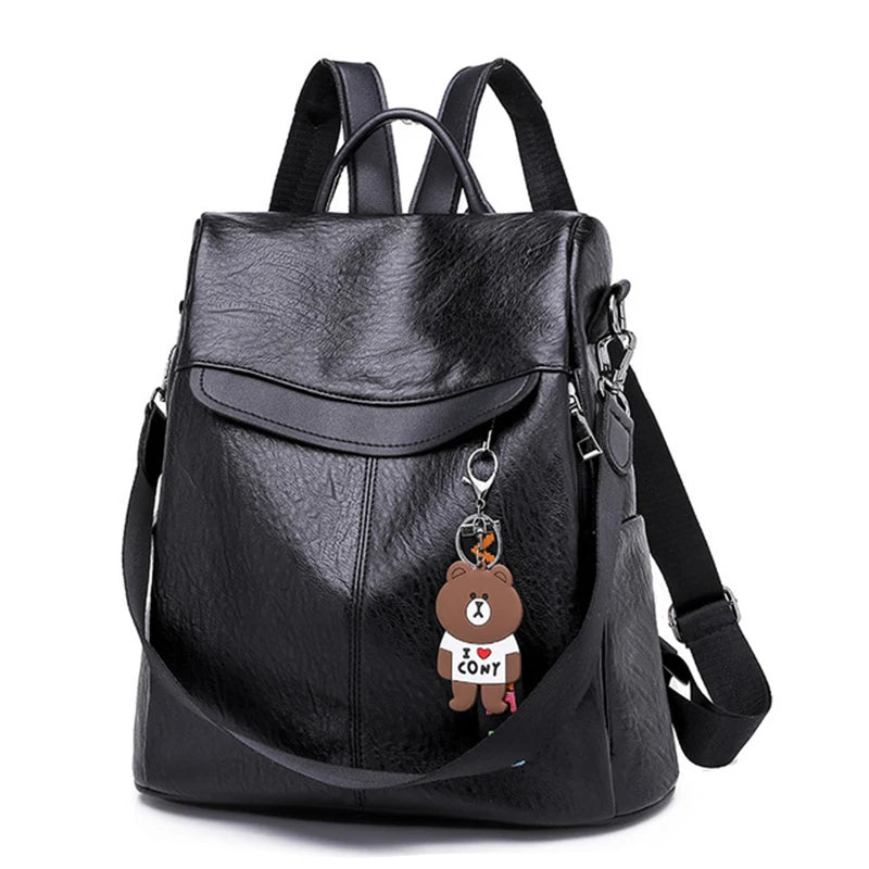 Multifunction Female Backpack Girls Schoolbag Travel Backpack Leather Women