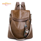 Multifunction Female Backpack Girls Schoolbag Travel Backpack Leather