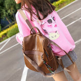 Multifunction Female Backpack Girls Schoolbag Travel Backpack Leather