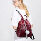 Girls Casual Shoulder School Bag PU Leather Travel Backpack