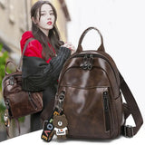 Girls Casual Shoulder School Bag PU Leather Travel Backpack