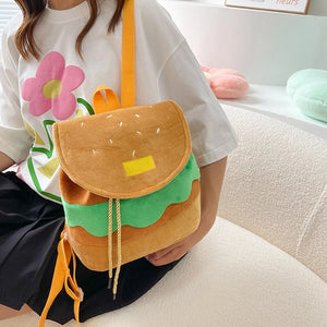 Hamburger Shape Drawstring Bag Backpacks for Women