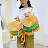 Hamburger Shape Drawstring Backpack Women Multi-Function Bag