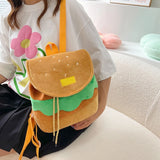 Hamburger Shape Drawstring Backpack Women Multi-Function Bag