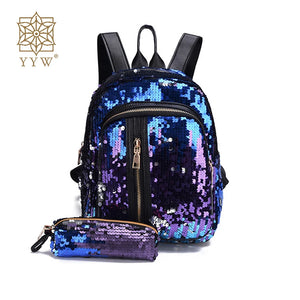 Sequin Women's Backpack Shoulder Sac A Dos Ladies Back Pack