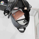 Women PU Leather Rivet Daily Rucksack Female Casual Travel Bag