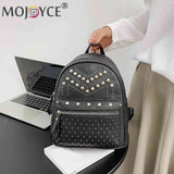 Women PU Leather Rivet Daily Rucksack Casual Travel Bagpack Girls School Bags