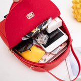 Women PU Leather Shoulder Bag for Teenage Girls Multi-Function Small Backpack