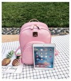 Pink PU Leather Shoulder Bag For Girls Multi-Function School Backpack