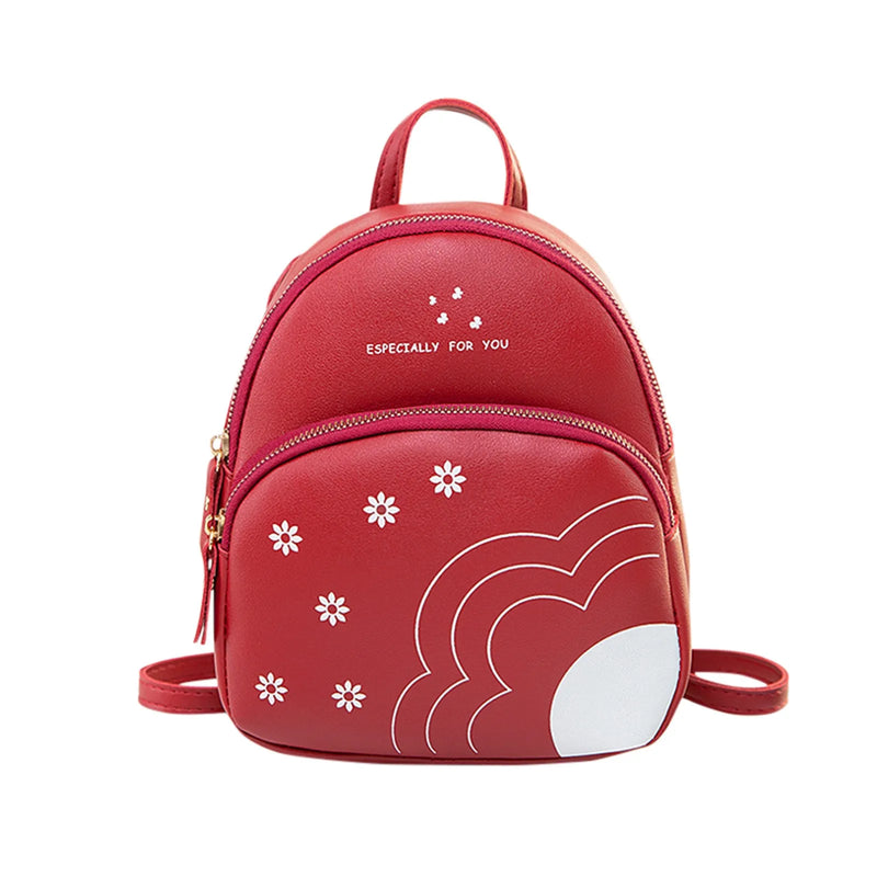 Pu Leather Shoulder Bag For Teenage Girls Multi-function Small Bagpack