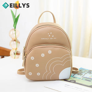 Teenage Girls PU Leather Shoulder Bag Multi-function Small Bagpack