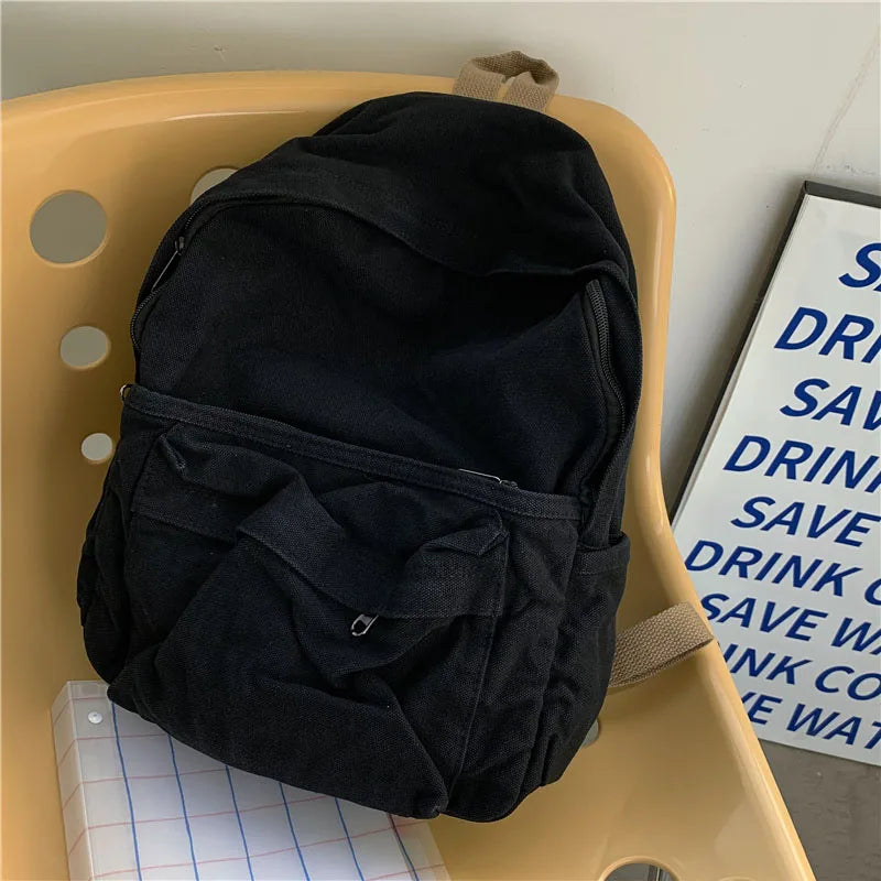 Japanese Washed Canvas Schoolbag High Capacity Travel Bag