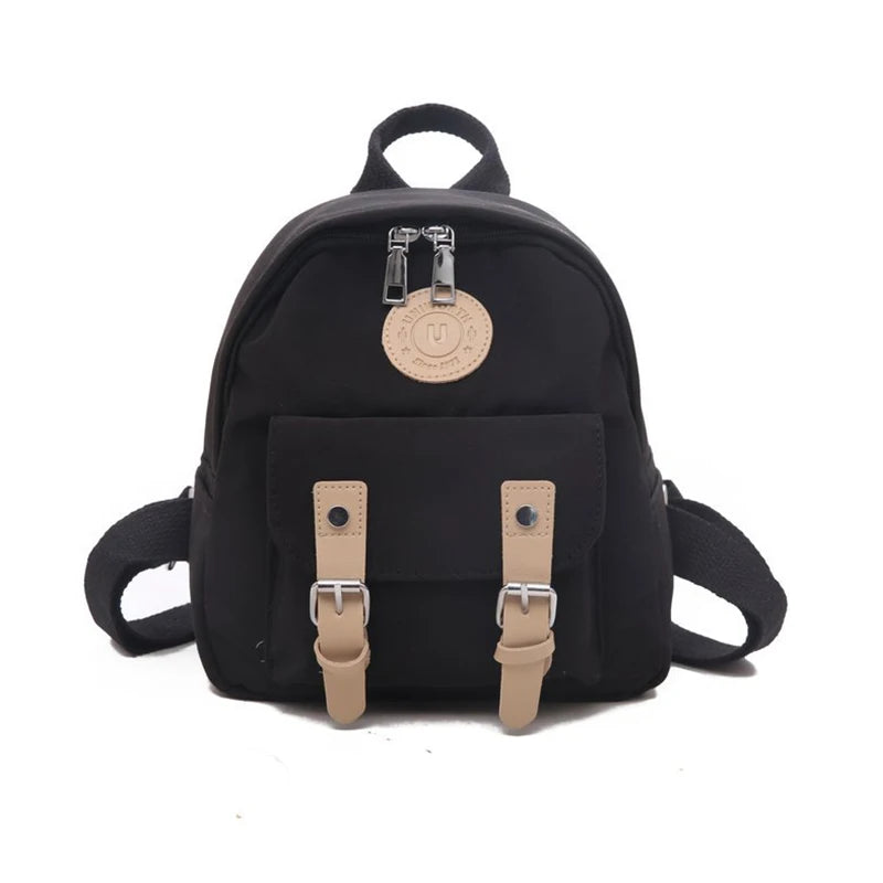 Small Teenage School Bag Double Zipper Female Backpack